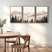 1pc/3pcs Abstract Forest Mountain Wall Art, Modern Minimalist Foggy Landscape Poster Prints, Neutral Nature Wall Art, Pine Forest Prints, Rustic Cabin Decor, Nature Posters, Framed/Frameless - Landscape - View 2