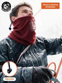 1pc Adjustable Drawstring Fleece Neck Warmer Scarf, Windproof Warm Winter Face Mask, Suitable For Skiing, Cycling And Outdoor Cold Weather Sports - Multicolor - View 11