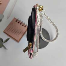 1pc Rhinestone Wristband Keychain Bracelet Wallet, Fashionable Floral Print PU Leather Card Holder, Compact And Lightweight. Detachable Wristband Design For Convenient Carrying And Storage. They All Showcase Unique Design And Fashion Charm, Adding Personalized And Convenience To Your Daily Life - Multicolor - View 7