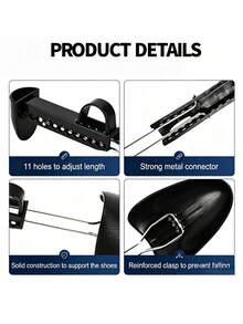 1 Pair Adjustable Plastic Shoe Stretchers, Anti-Wrinkle & Anti-Collapse Spring Shoe Trees, Essential Travel Tool For Long Trips - Black - View 3