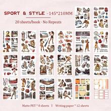 DanSoul 20 Large Sports Aesthetic Planner Sticker Book, Adult Use, Pre-Cut Waterproof Dual-Material Matte PET, Suitable For Scrapbooking, Planner DIY Crafts, Back To School Gift Supplies - Journaling Stickers - View 13