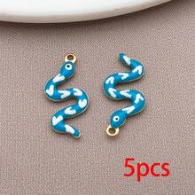 5/10psc Stainless Steel Enamel Snake Charms Multicolor Printed Serpent Animal Pendants For DIY Bracelet Necklace Earring Jewelry Making Findings - Multicolor - View 16