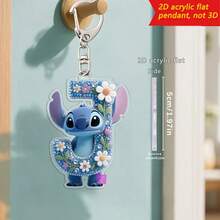Disney Stitch Letter Embroidered Keychain, 26 'A-Z' Floral Cartoon Patterns, Acrylic Pendant With Chain, Suitable For Bags, Keys And Car Keys, Travel Accessory Gift, Cute Floral Keychain Design, Smooth Surface, Keychain, Decorative Keychain, Cartoon Keychain, Christmas Gift, Fan Gift, 2D Flat Gift, Holiday Gift, Home Decor - Multicolor - View 27