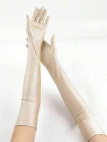 Multi-Color Long Elastic Evening Gloves For Women, Vintage Party, Gala, Ball, Photography, Decorative Arm Sleeves, Performance, Sun Protection Arm Covers, Gift - Multicolor - View 14