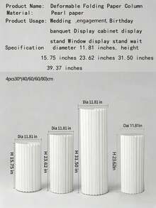 1/3/4pcs Elegant Foldable Roman Column Wedding Display Stand, Collapsible Cylindrical Paper Column For Birthday Party, Mall Party Decoration Prop - LMZ - View 14