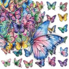 Cute Rainbow Watercolor Butterfly Sticker Pack 50Pcs, Waterproof Pastel Bug Vinyl Stickers For Back To School Journal, Notebook & DIY Craft Projects, PET Transparent Stickers - Multicolor - View 2