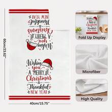 2PCS Kitchen Towels Minimalist Christmas Blessing Print 40*60cm Simple Style Rectangular Microfiber Kitchen Towels, Dish Cloths, Tablecloths, Hand Towels, Bathroom Kitchen Decor, Christmas Home Decor, Neighbor Housewarming Gift, Perfect For Kitchen And Bathroom Use, Suitable For Housewives And Family Gatherings Gift, High Cost-Performance, Household Essential - White - View 4