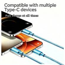 4pcs USB C Fast Charging Data Cable, Compatible With Android Phones, USB-A To Type-C Fast Charging Cable (6.6ft Nylon Braided), Compatible With Samsung, And Other Android Models And Type-C Devices, Suitable For Travel/Car/Indoor/Outdoor Phone Accessories, Purple - 2 Meters - View 3