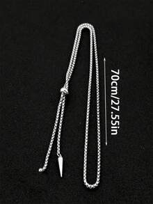 1pc Men's New Stainless Steel Rivet Ball Pendant Necklace, Fashionable Titanium Steel Jewelry - Silver - View 5
