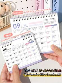 2027 Minimalist Desktop Standing Calendar, 2 Sizes Available, Office Desk Decor Mini Monthly Calendar, Creative Study Planner Self-Discipline Check-In Notebook Memo - Single Piece - View 2