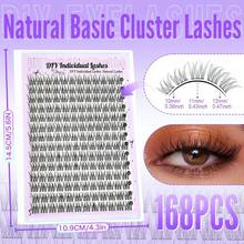 LIMEIKAI 14 Rows 168 Lashes, C-Curl/D-Curl Mixed-Length Natural Volume, DIY Self-Application Eyelash Extensions Suitable For Cluster & Individual Lash Applications - View 3