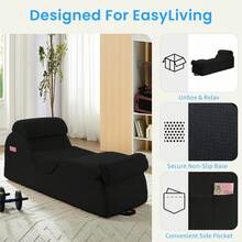 Modern Corduroy Adjustable Lounge Sofa, Washable Fabric Couch With Solid Wood Frame For Home Use - Black - View 6