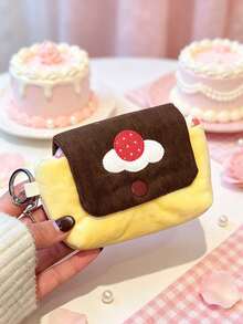 1pc Plush Storage Pouch, Vintage Style Rectangular Snap Closure, With Key Ring, Portable Multi-Functional Coin Purse, Suitable For Daily Outings, Gatherings, Leisure, All Seasons - Multicolor - View 7
