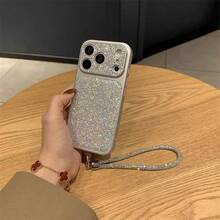 1pc Shiny PU Leather 3D Embossed Phone Case With Lanyard, Lens Protection & Dual Design Pattern, Compatible With Phone 17 Pro Max, 16 Pro Max, 15 Pro Max, 14 Pro Max, Korean Style High-End Fashion Fun 2-In-1 Phone Case, Shockproof Frame Hard Spray-Painted Silver Back Cover, Suitable For 11/12/13/14/15/16 Pro Max Plus, Elegant Design For Men And Women, Perfect Gift For Girlfriend On Christmas, Valentine's Day, Easter, Wedding Season And Birthday! - Multicolor - View 4