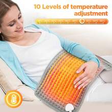 1 pieza Almohadilla de calefacción eléctrica multifuncional para fisioterapia, cojín calefactor con 10 niveles de temperatura y 4 temporizadores, alivia dolor de cuello, espalda, hombros, piernas y columna, brinda calor en invierno, ideal como regalo navideño - Gris - Ver 4