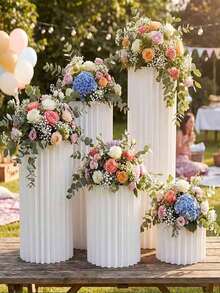 1/3/4pcs Elegant Foldable Roman Column Wedding Display Stand, Collapsible Cylindrical Paper Column For Birthday Party, Mall Party Decoration Prop - LMZ - View 4