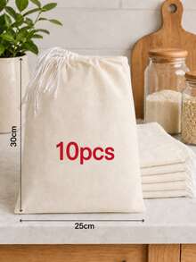 10/5pcs Reusable Drawstring Soup Bags - Multipurpose Tea, Spice And Cheese Cloth Filter Bags, Suitable For Cooking, Herbal Medicine And Bone Broth Brewing - Kitchen Essential Accessories - White - View 19
