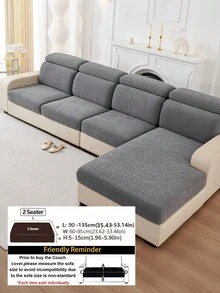 1pc Plaid Embossed High Elastic L-Shaped Sofa Cover, Soft Skin-Friendly Easy To Clean Scratch-Resistant Sofa Cushion Protector, Machine Washable All-Season Pet-Friendly Sofa Cover, Suitable For 1/2/3 Seater And L-Shaped Corner Sofas - Dark Grey - View 15