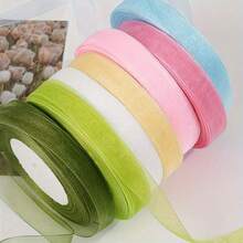1pc Soft Touch Yarn Snowflake Chiffon Wide Bouquet Ribbon, Ins Style Transparent Mesh, Floral Cake Gift Box Packaging Decoration, Suitable For Bow Hair Accessory Making, Bouquet Binding, Gift Box Packaging, Chair Back Decoration - Multicolor - View 7