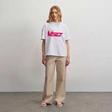Oversized Fit Crew Neck Short Sleeve Graphic Logo Print Fuchsia Pink Soft Cotton Comfortable Streetwear Casual Urban - White - View 3