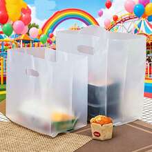 50pcs Transparent Gift Bags With Handles, Uncoated, Suitable For Salad, Cake, Pizza, Bread, Dessert, Candy, Suitable For Wedding, Birthday, Party, Christmas, Halloween - Multicolor - View 4
