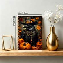DANPERJI 1pc A5 Spiral Notebook, Halloween Themed Vintage Raven Pumpkin Autumn Botanical Pattern Cover, Writing Journal, Dark Gothic Vibe, Home Office Use, Note Keeping, Creative Thought Log Book - Gothic - View 6