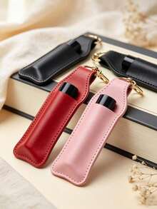 Sweet Style PU Leather Lipstick Holder Keychain, Bag Charm Accessory, Paired With Transparent Bear, Star And Candy Charms. Built-In Slot For Lipstick/Lip Balm, Lobster Clasp Design For Easy Attachment To Bag Exterior, Convenient For Quick Access. Exquisite Design With Full Girly Vibe, Compact And Space-Saving, Both A Storage Accessory And A Beautiful Bag Decoration. - Multicolor - View 6