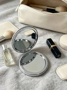 Lancôme Lancome Glitter Compact Makeup Mirror, Portable Durable Folding Hand Mirror With Brand Logo, High‑Definition Glass Surface, Suitable For Personal Use And Gift Giving, LANCOME‑GIFT‑25 - Silver - View 6