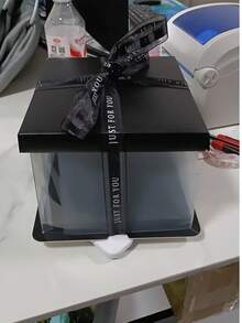 1pc Transparent Gift Box - Artificial Rose Bear Packaging Box - DIY PVC Transparent Gift Box - Wedding And Birthday Decoration (Includes Ribbon) - Black - View 33