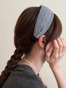 Fashionable Versatile Minimalist Solid Color Wide Headband - Multicolor - View 5