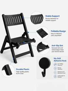 Creative Mini Chair Phone Holder, 2 Pieces Set (Desk Stand + Wall Hook), Ideal For Use On Office And Bedroom Desks. Perfect For Organizing And Displaying Phones, Tablets, And Small Items-A Great Helper For Keeping Your Desk Tidy And Organized. - Multicolor - View 4