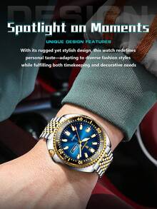 1pc Men's Business Stainless Steel Quartz Watch With Day & Date, Waterproof Luminous Function, Daily Wear Wristwatch, Gift For Men - Multicolor - View 5