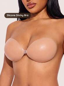 Lignisse Silicone Sticky Bra Set With Clear Straps Invisible Push Up Multi Wear Strapless Backless Self-Adhesive Seamless Nipple Cover Women Intimates - Multicolor - View 1