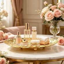 WAXJJDW Gold Textured Vanity Storage Tray With Free Deer Figurine,Key & Cosmetic Jewelry Organizer,Christmas Home Decor Gift - Hammered Storage Tray + Deer - View 7