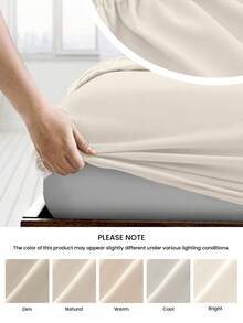 HONEYMOON 1pc Soft Comfortable Solid Color Fitted Sheet, Bed Cover Protector, Lightweight Breathable, 9.84 Inch/25cm Deep Pocket, Machine Washable, Suitable For All Bed Sizes, Perfect For Dorms And Guest Rooms (Pillowcase Not Included), Back To School Dorm Essentials, Bedding, Beige - Beige - View 6