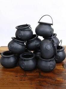 Bộ 6 xô nhựa mini hình bí ngô Halloween có tay cầm, xô Trick or Treat Halloween họa tiết vạc, ma và đầu lâu, phù hợp làm quà tặng tiệc Halloween và trang trí Ngày Lễ Người Chết - Nhiều màu - Xem 4