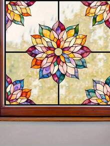 Mandala Gradient Floral Glass Sticker - PVC Decorative Sticker, Suitable For Living Room And Bedroom Glass Surfaces, Double-Sided Visible Glass Decal - B - View 2