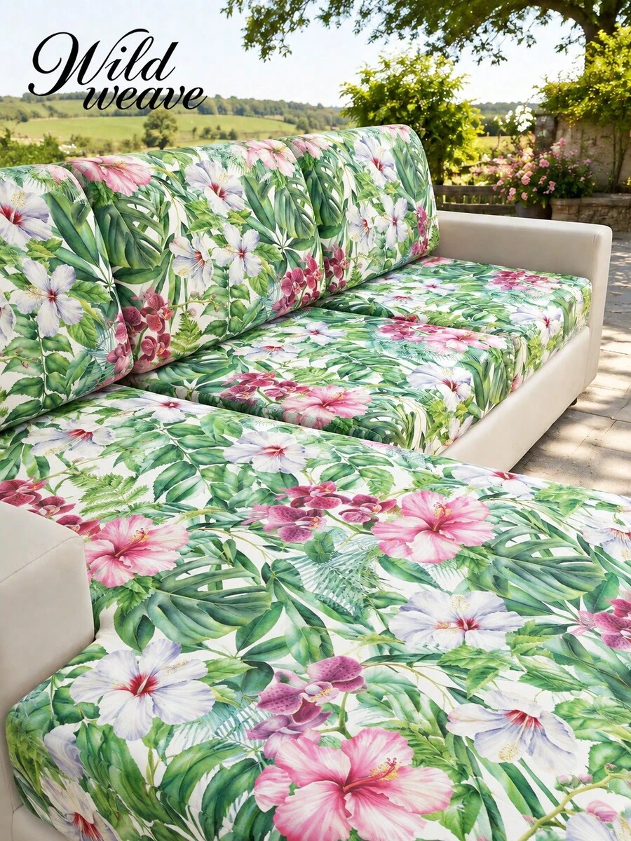 1pc Tropical Rainforest Leaf Pattern High Elasticity Sofa Cover, Polyester Material Full Coverage, Summer Casual, Suitable For Patio, Garden, Poolside, Multiple Occasions, Single Piece Sold Not Set Sofa Protector