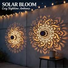 1/2pcs Outdoor Solar Powered Projection Wall Light, Colorful Mandala Floral Pattern LED Wall Light, Suitable For Garden Lawn, Backyard, Stairs, Party Decoration And Pond Landscape Lighting - Outdoor Projector Light - View 2