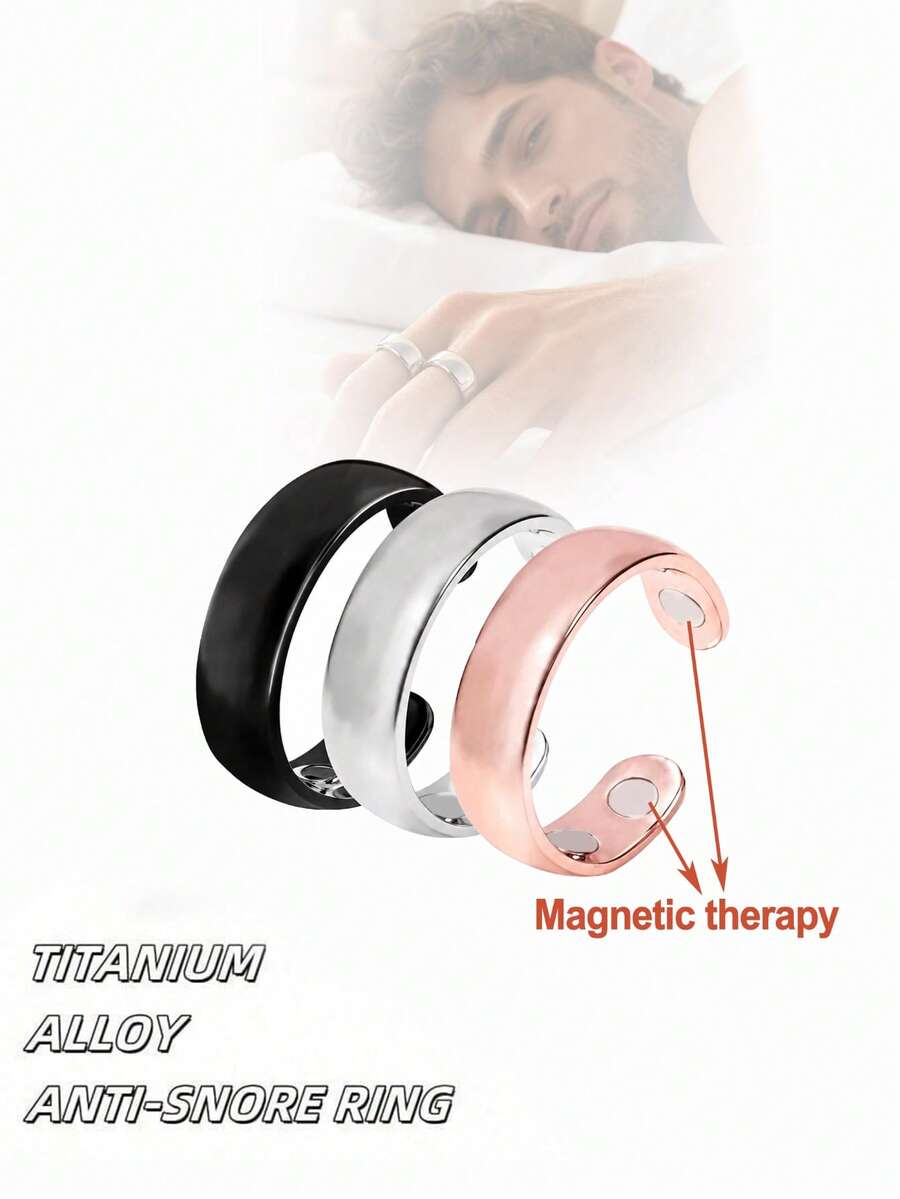 1pc Unisex Anti-Snoring Ring - Dual Magnetic Therapy Ring, Adjustable Finger Ring, Reusable, No Battery Required, Sleep Aid | Adjustable Ring | Magnetic Ring - Multicolor - View 1