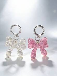 1pc Sweet Cool Party Style Sparkling Element Bag Charm, Rhinestone Bow Bag Pendant Keychain Decoration - Multicolor - View 6