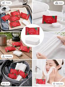 30/20/10/1PC Disposable Compressed Towels, Portable Individually Wrapped Compressed Face Towels, Travel Candy Packaging, Compressed Cleansing Towels, Portable Travel Face Towels, Face Cloth, Absorbent Face Cloth, Travel Essentials, Disposable Face Towels. - Multicolor - View 3