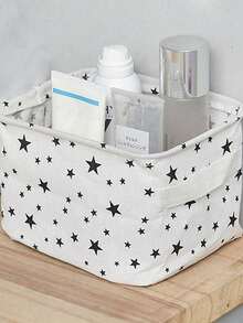 1pc Star Pattern Printed Fabric Storage Basket, Foldable Square Storage Box, Suitable For Organizing Bedroom And Closet. Can Store Toys, Clothes, Cosmetics And Miscellaneous Items. Large Capacity Home Storage Tool - Fabric Storage Basket - View 5