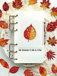 56Pcs Autumn Fall Leaves PET Stickers, Transparent Vintage Fall Foliage Decals, Maple Ginkgo Oak Leaf Stickers Fit Journal Water Bottle Laptop Scrapbooking - A - View 4