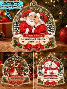 Customized Couple Christmas Ornament, Engravable Name & Date, Personalized Romantic Christmas Tree Decoration, Holiday Style, Customized Together Grow Old Keepsake, Customizable Christmas Ornament, Anniversary Gift, Christmas Gift, Christmas Decoration - Style C - View 1