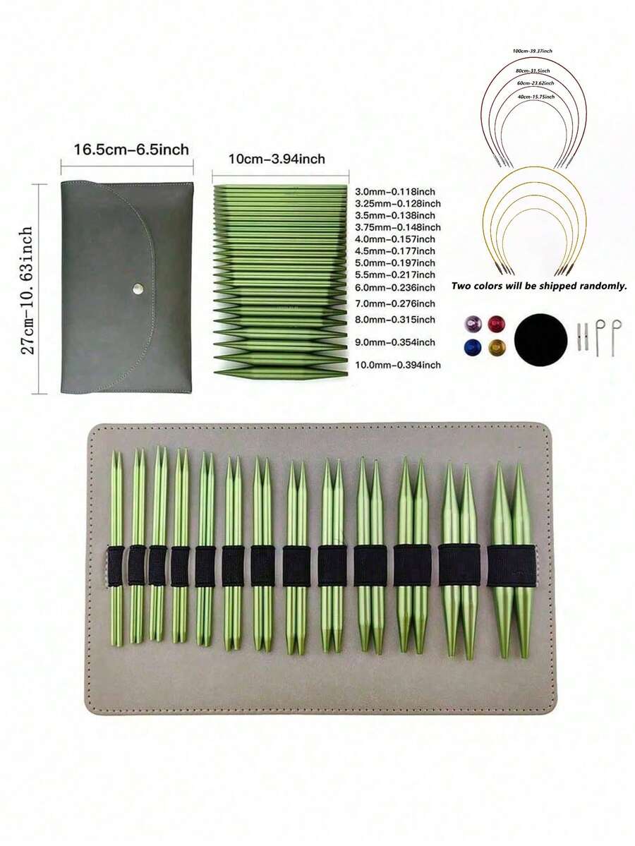 Detachable Round Aluminum Knitting Tool Set, Smooth Surface Without Burrs, Suitable For Knitting Socks, Scarves And Sweaters, Comes With Red Storage Bag For Convenient Storage - Multi-color - View 1