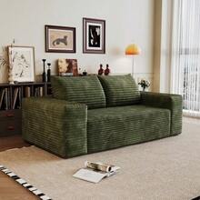 180cm, Comfortable Corduroy Sofa, Deep Seat Loveseat Small Sofa, Boneless Modular Sofa, Sponge, No Assembly Required, Compression Sofa For Living Room, Bedroom, Apartment - Green - View 7