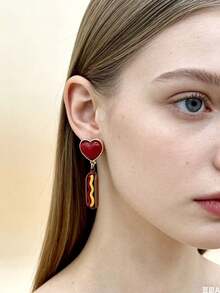 1 Pair Fashionable Cute Realistic Food Hot Dog Shaped Women's Earrings, Suitable For Daily Wear, Parties, Gatherings, Music Festivals, Vacation Outfits - Multicolor - View 7