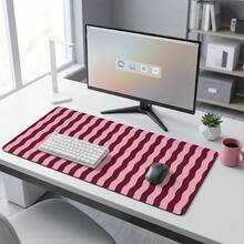 Pink Burgundy Wavy Line Desk Mat, Large Non-Slip Mouse Pad, Office Desk Accessory - Mouse Pad - View 12