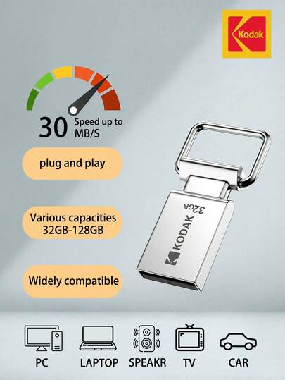KODAK K112 Super Mini Metal USB Flash Drive 64GB 32GB USB2.0 Flash Disk Flash Pendrive Memory Stick Pen Drive Car Key Leather